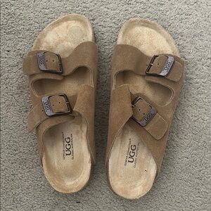 UGG Tan Suede Buckle Sandals